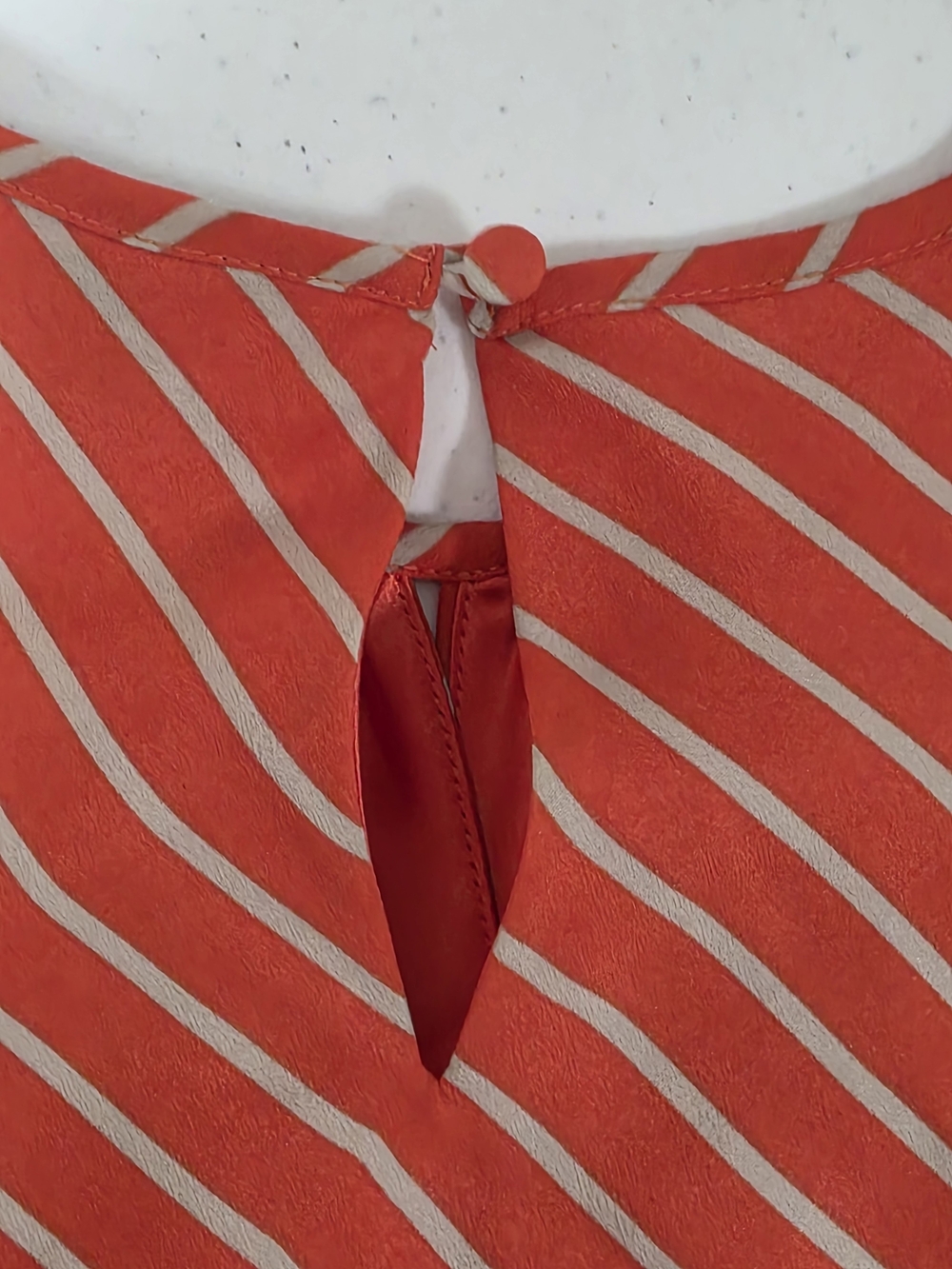 Express Coral Stripe Halter Fit & Flare Dress Tie Waist Keyhole Neckline | Sz S - Picture 7 of 12